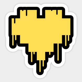 Yellow Dripping Pixel Heart Sticker